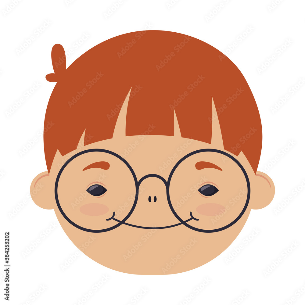 Canvas Prints happy little boy wearing glasses head character