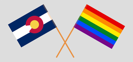 Crossed flags of The State of Colorado and LGBTQ