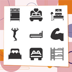 Simple set of 9 icons related to downstairs