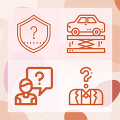 Simple set of disbelief related lineal icons