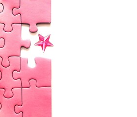 Pink puzzle with star instead of missing piece