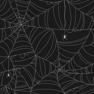 Creepy spider web seamless pattern background vector