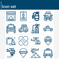 Simple set of helicopter related lineal icons.