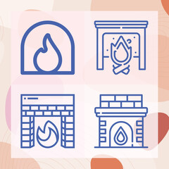 Simple set of fire iron related lineal icons