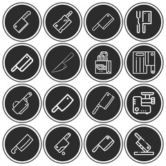 16 pack of butcher  lineal web icons set