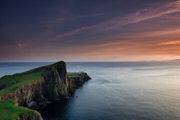 Beautiful sunset colours at neist point on the isle of skye.