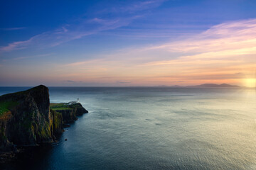 Beautiful sunset colours at neist point on the isle of skye.