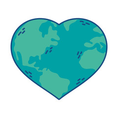 world planet earth with hearted shape