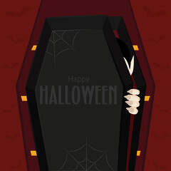 Coffin halloween poster october decoration icon- Vector