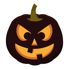 Isolated pumpkin black decorative halloween october icon- Vector