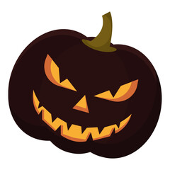 Isolated pumpkin black decorative halloween october icon- Vector