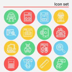 16 pack of algorithm  lineal web icons set