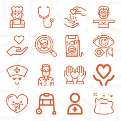 16 pack of disabled  lineal web icons set
