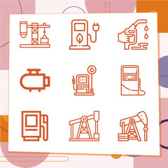 Simple set of 9 icons related to heart muscle