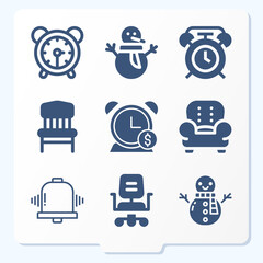 Simple set of 9 icons related to wake
