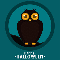Isolated owl halloween holiday october poster- Vector