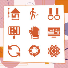 Simple set of 9 icons related to pursue