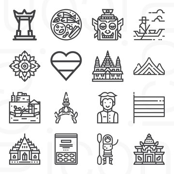 16 pack of capital of  lineal web icons set
