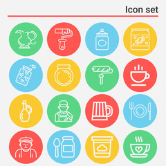 16 pack of vase  lineal web icons set