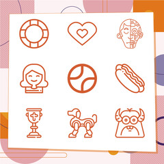 Simple set of 9 icons related to friend