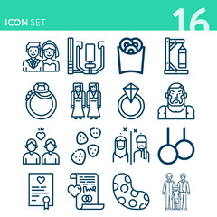 Simple set of 16 icons related to married