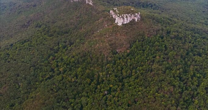 Pilot Mountain, North Carolina is a well known landmark. a metamorphic quartzite monadnock rising to a peak 2,421 feet above sea level, is one of the most distinctive natural features in the U.S. stat