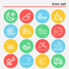 16 pack of dawn  lineal web icons set