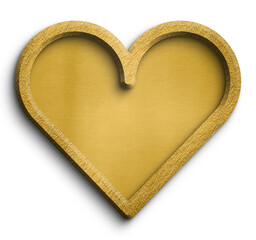 Blank golden sign heart shape with golden frame