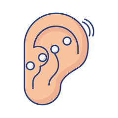 ear with sound waves flat style
