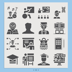 Simple set of students related filled icons.
