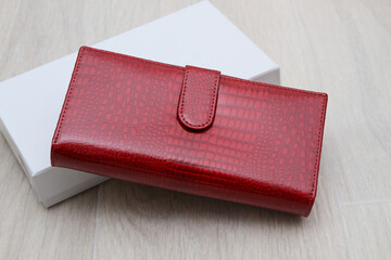 closed red women's wallet