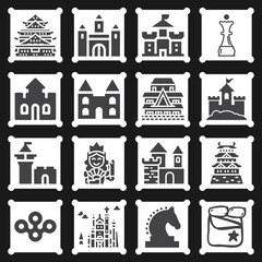 16 pack of chess piece  filled web icons set