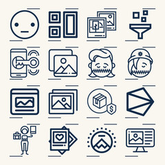 Simple set of paramount related lineal icons.