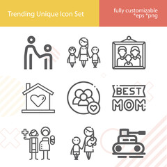 Simple set of parent related lineal icons.