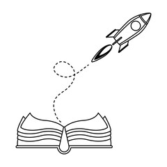 rocket start up launcher with textbook icon