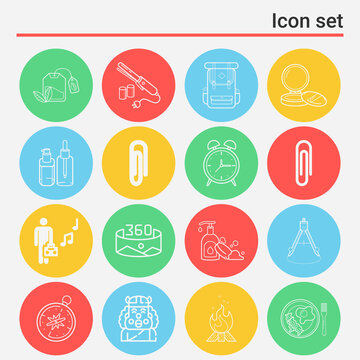 16 pack of realism  lineal web icons set