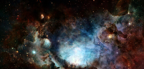 Nebula and galaxy. Deep space. Elements of this image furnished by NASA