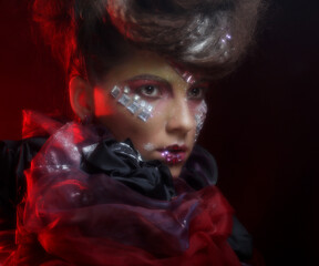 woman with bright fantasy make up