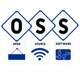OSS - Open source software acronym  business concept background. vector illustration concept with keywords and icons. lettering illustration with icons for web banner, flyer, landing page