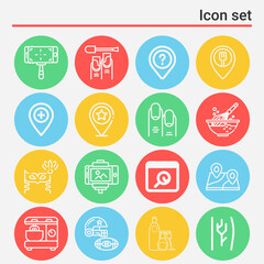 16 pack of peg  lineal web icons set