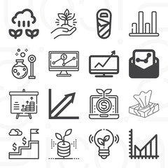 16 pack of sickness  lineal web icons set