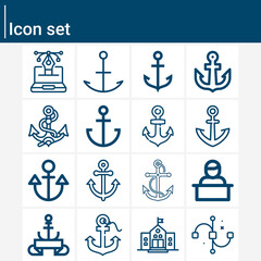 Simple set of naval related lineal icons.