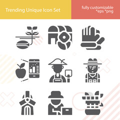 Simple set of farmers related filled icons.