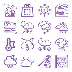 16 pack of climatic  lineal web icons set