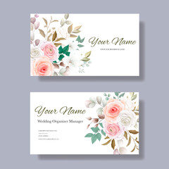 Business card template with beautiful floral