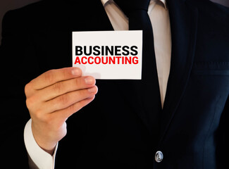 Card with the inscription - BUSINESS ACCOUNTING