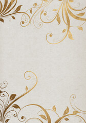 Bright beige minimalistic abstract background. Business presentation, web banner backdrop. Swirls with golden effect.