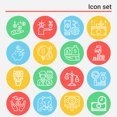 16 pack of equity  lineal web icons set