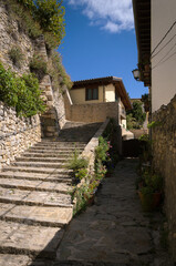 Fototapeta na wymiar Cobbled streets of the medieval city of Morella, Castellon, Spain