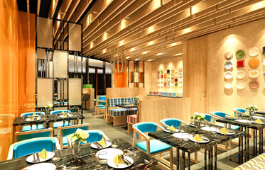 3D RENDER OF CAFE RESTAURANT